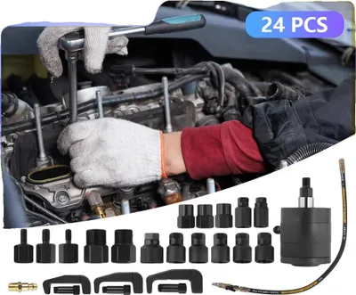 Immagine prodotto di Estrattore pneumatico di iniettori diesel, pressione di esercizio 5-8 bar, 19 adattatori inclusi, rimozione efficiente degli iniettori