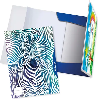 Immagine prodotto di Cartella Pelikan A4, zebrata, 2 in 1, incluso blocco da disegno, set di 2