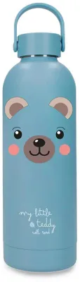 Edelstahl-Trinkflasche 500 ml, blau, 7x23 cm, isoliert