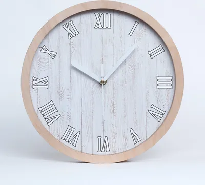Produktbild von Holzuhr 30fi cm wanduhr - weiße Spitzen - Holzuntergrund