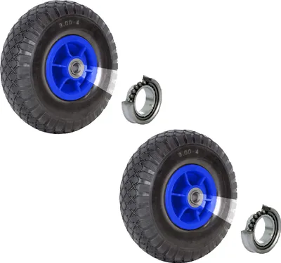 Produktbild von 2x Sackkarrenrad Luftrad 260x85 mm 3.00-4 60 mm versetze Nabe Ø 20 mm blau robustes 4 PR Gewebe