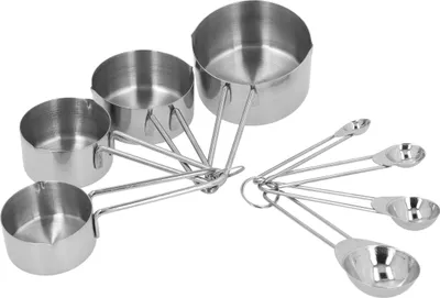 Obrázok produktu pre Krumble odmerka a lyžička - sada 8 kusov - odmerka - odmerka - lyžička - lyžička - lyžička - lyžička - nerezová oceľ - 250 ml + 125 ml + 80 ml + 60 ml + 15 + 5 + 2,5 + 1,25 ml