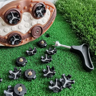 Produktbild von 14 Stück Golfschuh-Spikes, einfache Installation, korrosionsbeständig, Ersatz-Golfschuh-weiche Stollenstifte für Golf, Schwarz und Silber