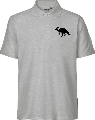 Produktbild von Huuraa Herren Polo Shirt Parasaurolophus Dinosaurier L Sport Grey Bio Baumwolle Fairtrade Poloshirt Geschenkidee