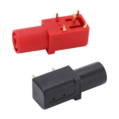 Imagen del producto de 2 conectores tipo "banana" para placa de circuito impreso (PCB), chapados en níquel, con ángulo recto, resistentes a la corrosión y seguros, para conexiones de 4 mm, ideales para la detección de circuitos