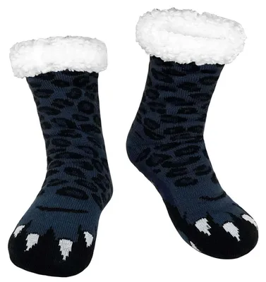 Produktbild von Kuschelsocken Herren mit Noppen für Damen EU 39-45 Warme Winter Haussocken Stoppersocken Leopardenpfote 1 Paar