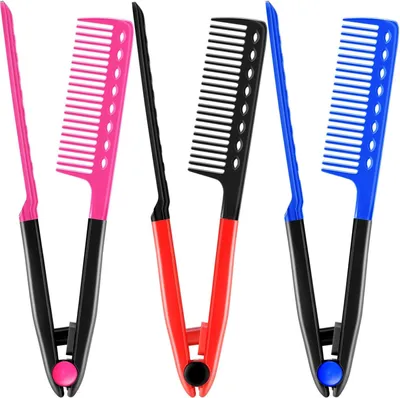 Imagen del producto de Juego de peines en forma de V, de 3 piezas, de 24,5 cm, para el cuidado del cabello
