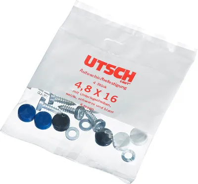Produktbild von UTSCH Schrauben für Kennzeichen mit Kappen 4,8 x 16 mm Set