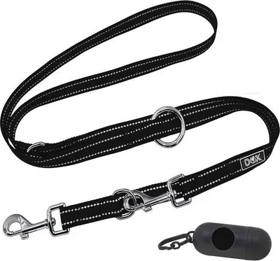 Image de Laisse pour chien réfléchissante en nylon de 2 mètres - Réglable sur 3 positions pour l'entraînement et la promenade