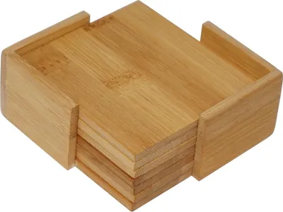 Produktbild von Bambus Untersetzer Set - Dekorativ - 7-teilig - 9,5 x 9,5 cm