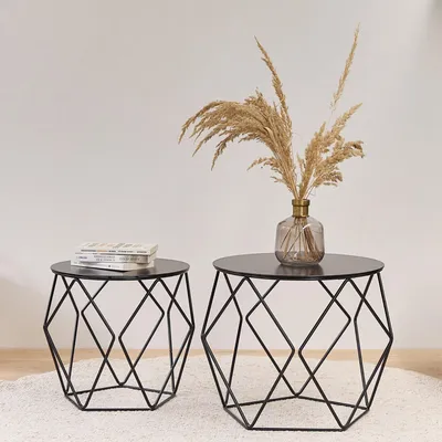 Produktbild von MyWIRE Couchtisch "Sanna Metallplatte", 2er Set - schwarz