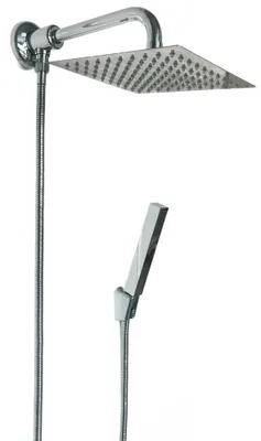 Produktbild von Duschset mit Druckumsteller und Brausearm 25 cm Messing verchromt