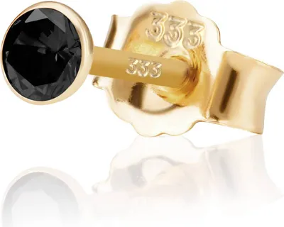 Produktbild von NKlaus einzelner Ohrstecker, 333 Gelbgold, schwarzer Zirkonia, 3,5mm