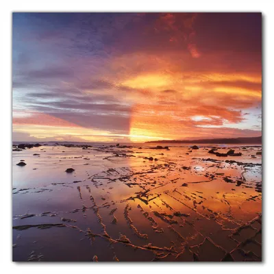 Produktbild von Wallario selbstklebende Möbelfolie/ Tischdecke für Innen und Außen, Größe: 80 x 80 cm - Wattwanderung am Meer bei Sonnenuntergang