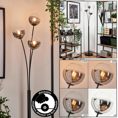 Produktbild von Lerici Stehlampe aus Metall/Glas in Schwarz/Rauchfarben/Klar