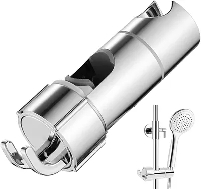 Imagen del producto de Soporte ajustable para cabezal de ducha, compatible con barras de ducha de 18 a 25 mm, con gancho, fabricado en plástico ABS, para baño