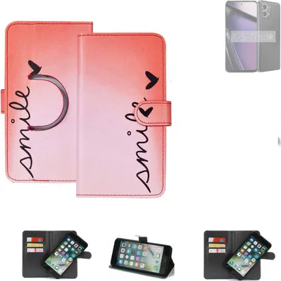 Produktbild von K-S-Trade Schutzhülle Handyhülle kompatibel mit Motorola Moto G Stylus 5G (2023) Hülle cover bookstyle Etui “smile“ rot Standfunktion
