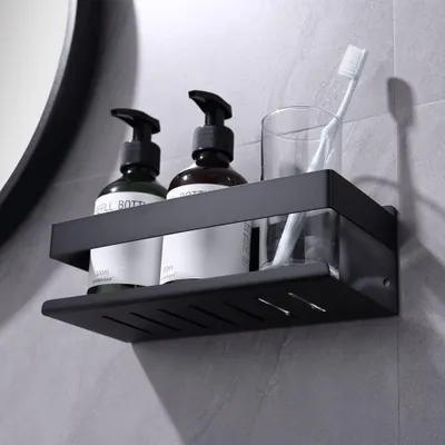 Produktbild von Selbstklebende Dussschutzplatte ohne Bohren 23cm/9in Edelstahl matt schwarz H91107-23MB