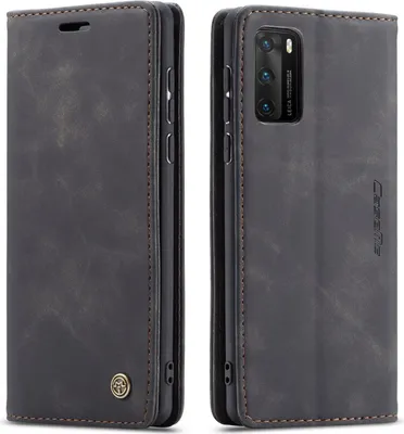 Produktbild von Huawei P40 Hülle, LaimTop Retro Kunstledertasche TPU Innere, Kartenfächer, Magnetverschluss, Klapphülle mit Standfunktion Schutzhülle für Huawei P40 Schwarz