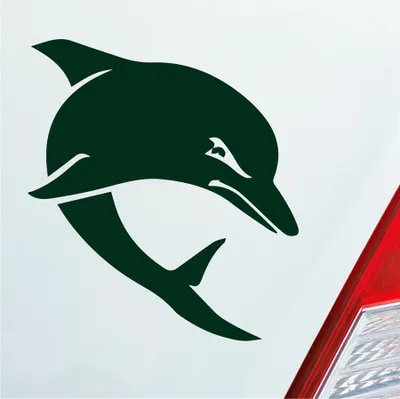 Produktbild von Auto Aufkleber Böser Delphin Delfin Angry Dolphin Tier Tuning 10x9 cm Dunkelgrün Sticker Heckscheibenaufkleber