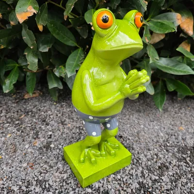 Produktbild von Gartenfigur Frosch Figur mit Badehose 30 cm