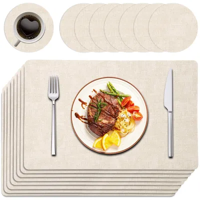 Immagine prodotto di Solidchoice - Sottopiatti e sottobicchieri - Set da 16 pezzi - Resistenti alle macchie e lavabili