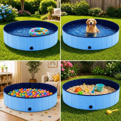 Produktbild von Faltbarer Hundepool Hundekojec 120x30 cm 300L 120x120x30 cm Robust und Strapazierfähig | Hundezubehör