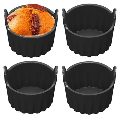 Produktbild von 4x Silikon-Backformen für Air Fryer & Tassen Schwarz