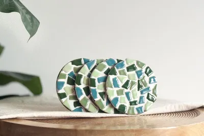 Image de Kit de bricolage mosaïque - Dessous de verre (sans support) - Vert