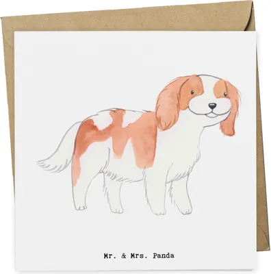 Produktbild von Mr. & Mrs. Panda Klappkarte Cavalier King Charles Spaniel Lebensretter - Weiß - Geschenk, doppelkarte, Glückwunschkarte, faltkarte, Grußkarte, anlasskarte
