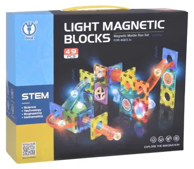 Obrázok produktu pre Svietiaca magnetická stavebnice – guličková dráha, 49 prvkov Jokomisiada