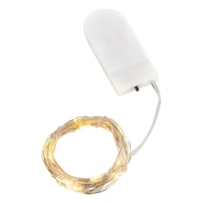 Produktbild von Cepewa LED Lichterkette Batterie Draht silber 1,9m 20 Micro LEDs warmweiß Innen