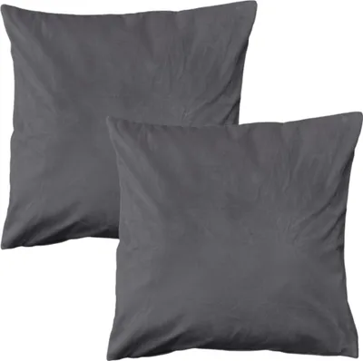 Produktbild von Doppelpack Kissenhüllen 50cm x 50cm Samt Kissenbezug Kissenbezüge Sofakissen Hülle Dekokissen Bezüge Wohnzimmer 2 Stück  Anthrazit
