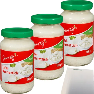 Produktbild von Jeden Tag Tafelmeerrettich 3er Pack (3x140g Glas) + usy Block