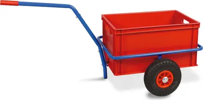 Produktbild von Handwagen mit Kunststoffkasten, H 320 mm, rot, LxBxH 1250x640x660 mm, Trg 200 kg