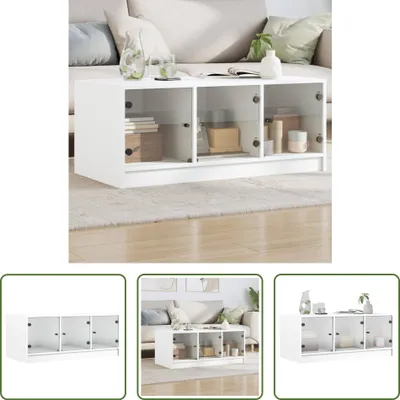 Immagine prodotto di The Living Store Tavolino con ante in vetro Bianco 102x50x42 cm