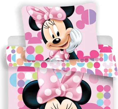 Immagine prodotto di Biancheria da letto Disney per bambini Minnie Mouse rosa a pois copripiumino 140 x 200 cm, federa 70 x 90 cm, 100 % poliestere