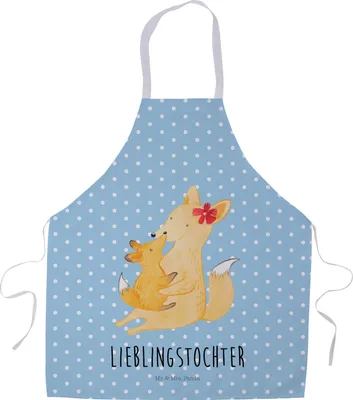 Produktbild von Mr. & Mrs. Panda Schürze Fuchs Mama - Blau Pastell - Geschenk, Küchenzubehör, Schoß, Grillschürze, Tochter, Küchenschürze, Muttertag, Mutter, Backschürze, Kochschürze