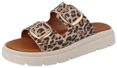 Produktbild von TAMARIS Damen Pantolette beige Leoprint Leder - Größe: 37