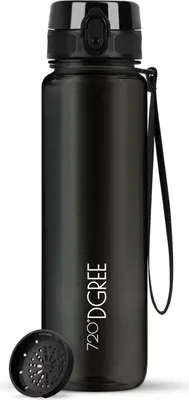 Produktbild von uberBottle crystalClear Trinkflasche mit Sieb 1000ml / Onyx Black/ 720DGREE