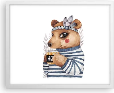 Produktbild von Gerahmtes Poster - Weißer Rahmen - Anthropomorphisierung Bär Kinder - 50x40 cm - Wand Bild - Wanddeko - Wandbilder - Kunstposter - Wandposter - Bilderrahmen - Bilder - Kunstdruck - P2WAA50x40-4367
