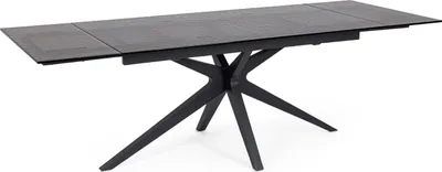 Tisch Aira 160-240 x 90 x 76 cm Stahl Glas Schwarz_Natur24