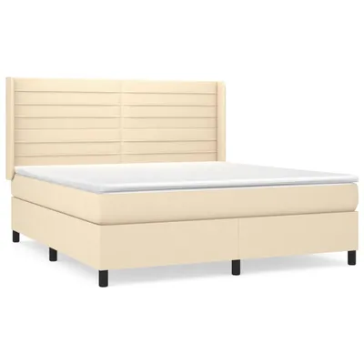Produktbild von vidaXL Boxspringbett mit Matratze Creme 160x200 cm Stoff