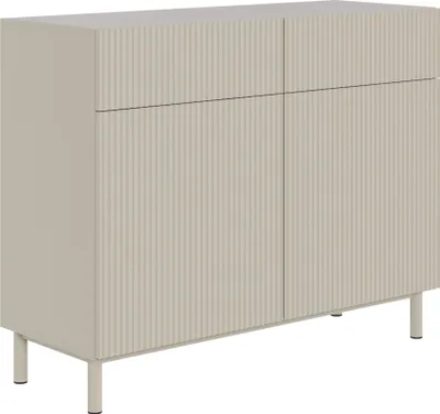 Immagine prodotto di Selsey Veldio New - Credenza a due ante con frontale scanalato e 2 cassetti, grigio, 100 cm