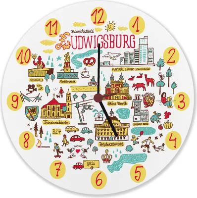 Produktbild von Ludwigsburg Wimmelbild Wanduhr aus Alu
