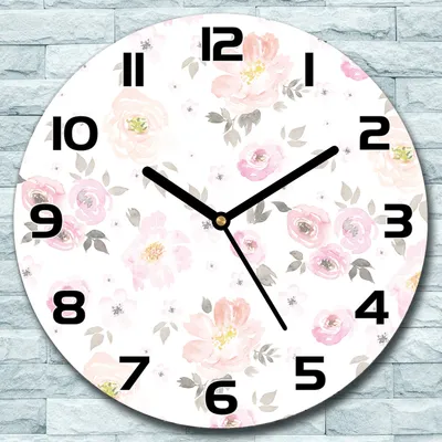 Produktbild von Wanduhr aus Glas Rund fi 30 Vintage Blumenmuster Quarz Deko Schlafzimmer Büro