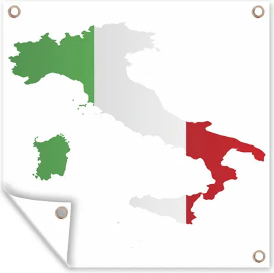 Produktbild von MuchoWow® 50x50 cm Outdoor-Poster Gartendeko Sichtschutz Garten Poster für den Garten  Karte von Italien mit der Flagge