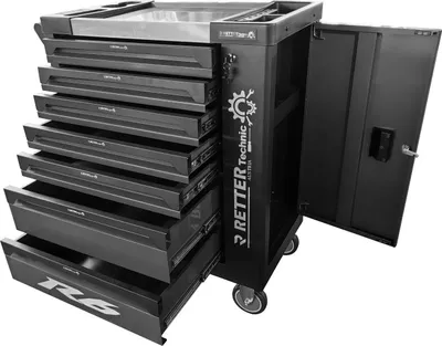 Immagine prodotto di Carrello portautensili R6 con 306 utensili | 7 cassetti - Carrello da officina RETTER Tech Edition