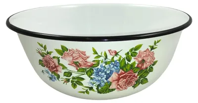 Produktbild von Rosenmotiv Emaille Schüssel RUND 3,5 Liter ca 26cm mit Motiv Durchmesser/Retro Nostalgie Geschirr, emailliert