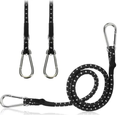 Produktbild von com-four® 3x Gummispanner - Gepäckspanner mit weißen Streifen - Spannseil mit Karabiner Haken - Spanngummis für Fahrrad, Auto, Gepäck